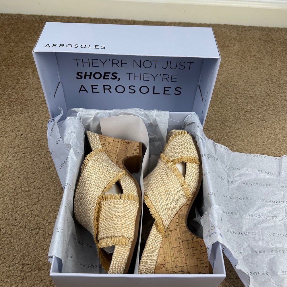 AEROSOLES Natural Straw Wedge Sandals - Picture 12 of 12